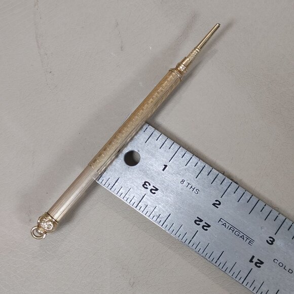 Gold Filled Sliding Propelling Pencil Gold Tone Mechanical Loop Writing Tool - Picture 5 of 10